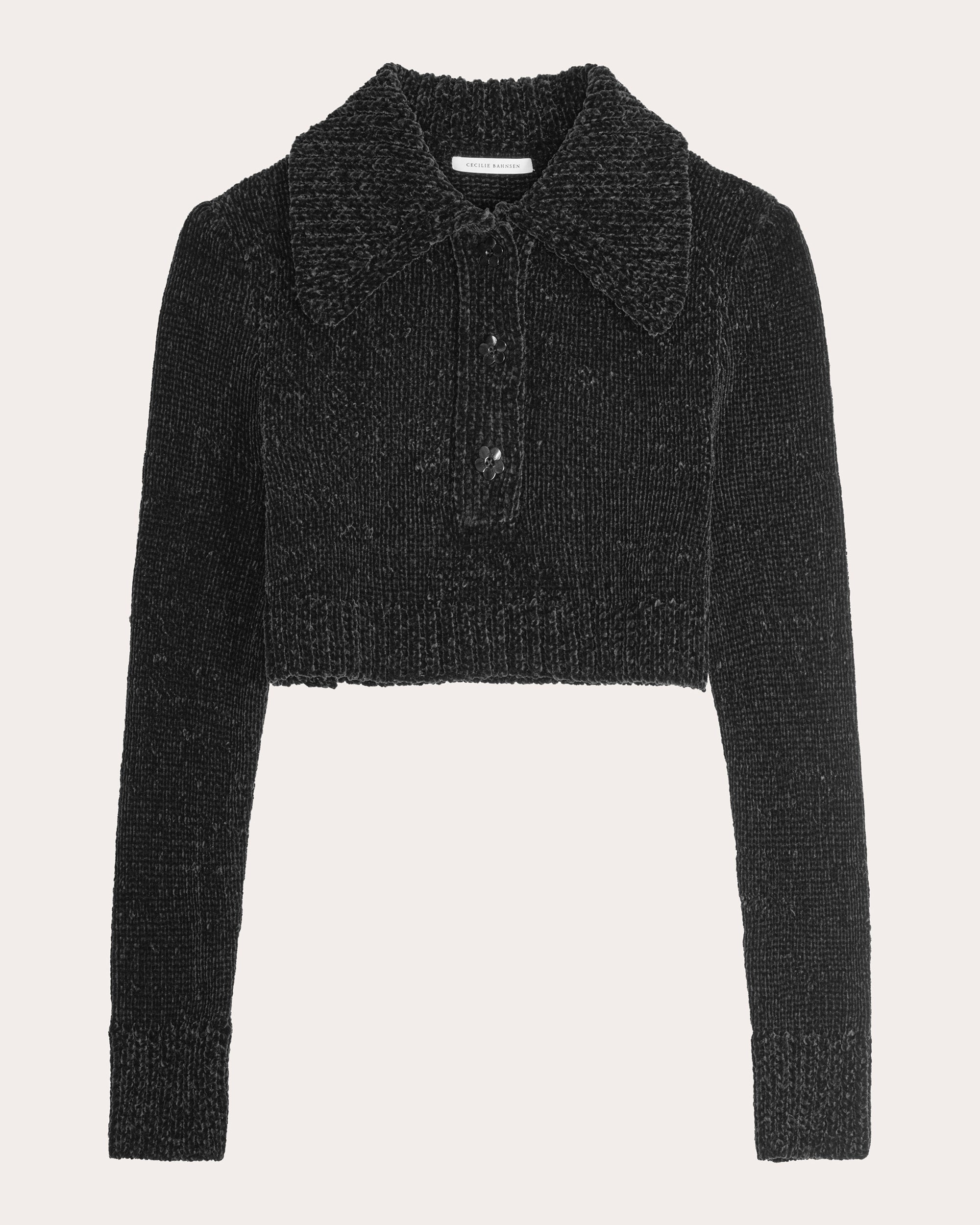Calla Floral Velvet Collared Pullover