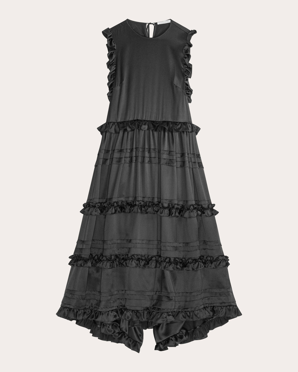 Aileen Ruffle Tiered Silk Satin Midi Dress