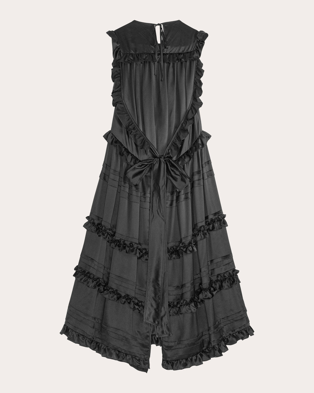 Aileen Ruffle Tiered Silk Satin Midi Dress