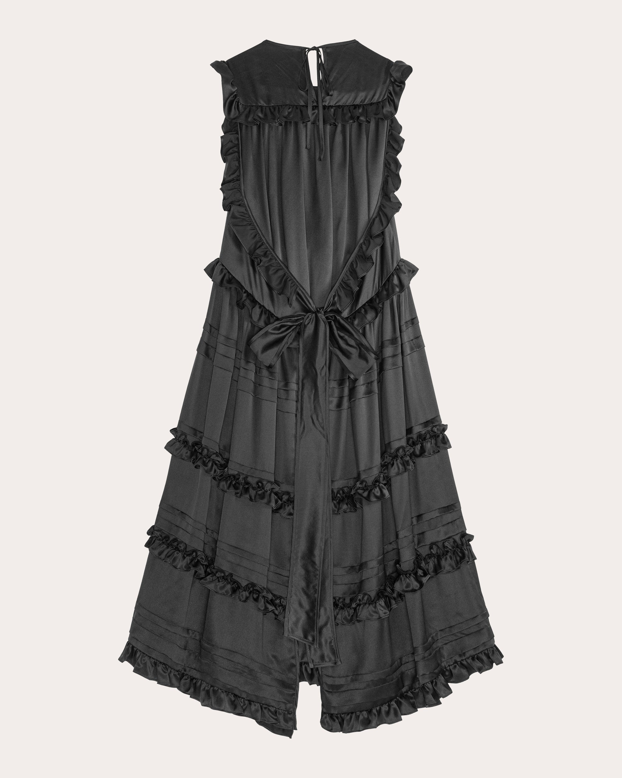 Aileen Ruffle Tiered Silk Satin Midi Dress