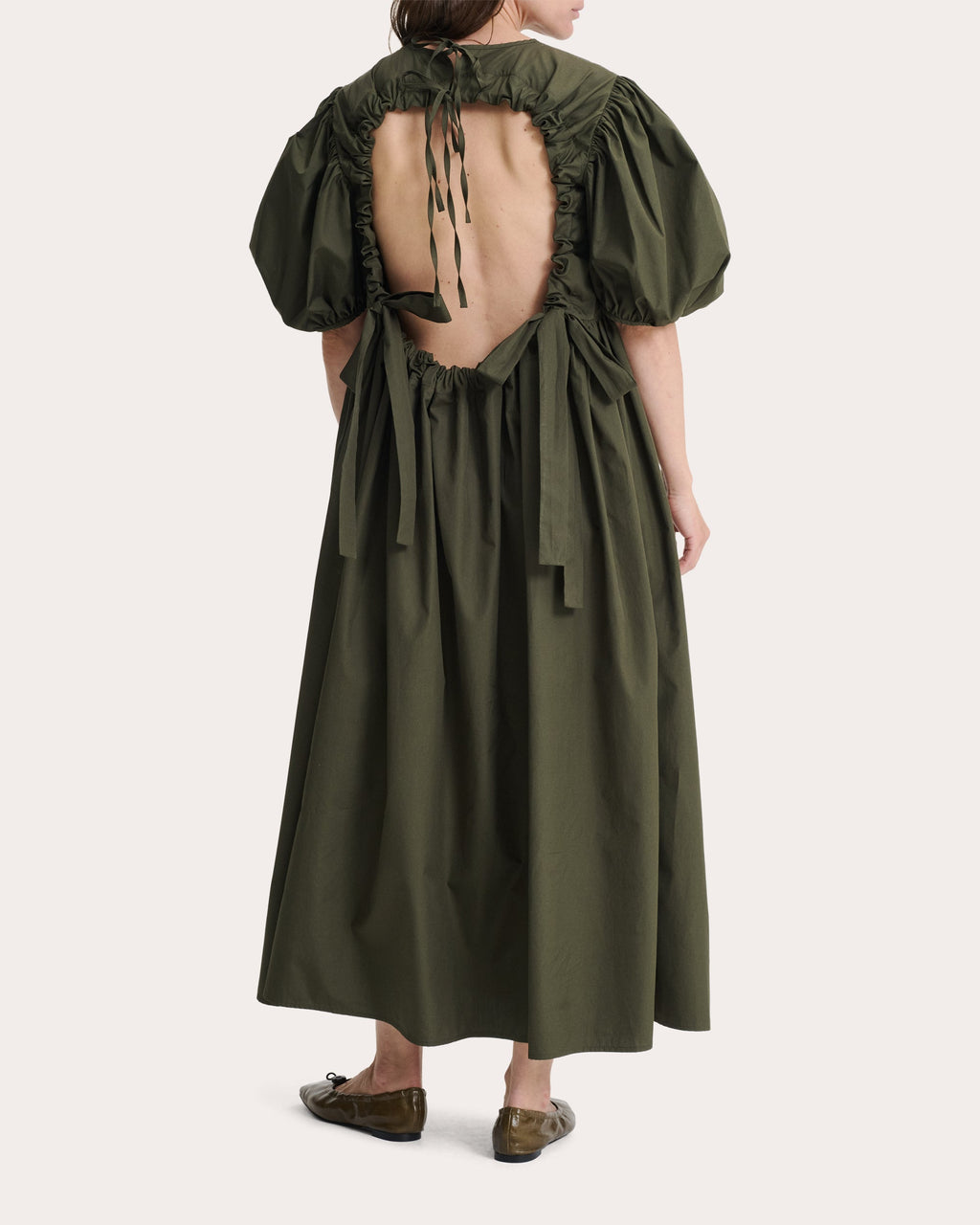 Ailey Cotton Puff-Sleeve Midi Dress