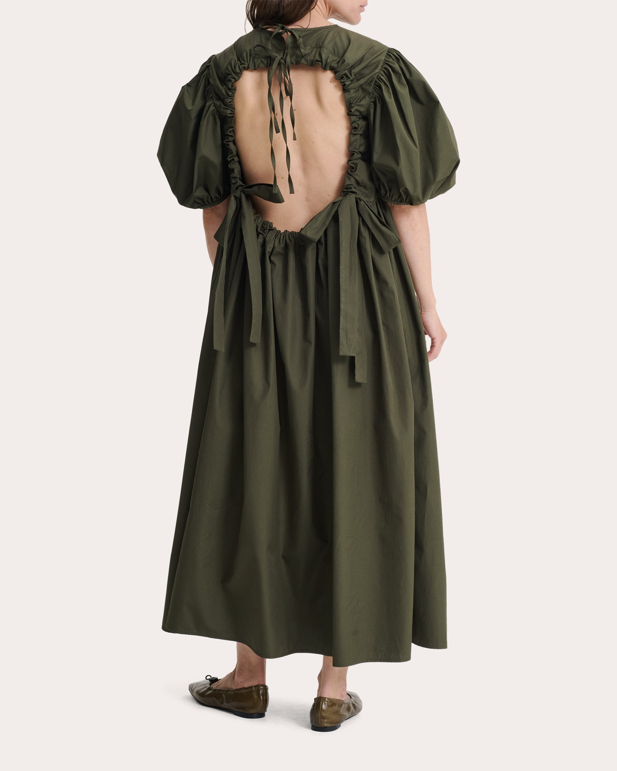Ailey Cotton Puff-Sleeve Midi Dress
