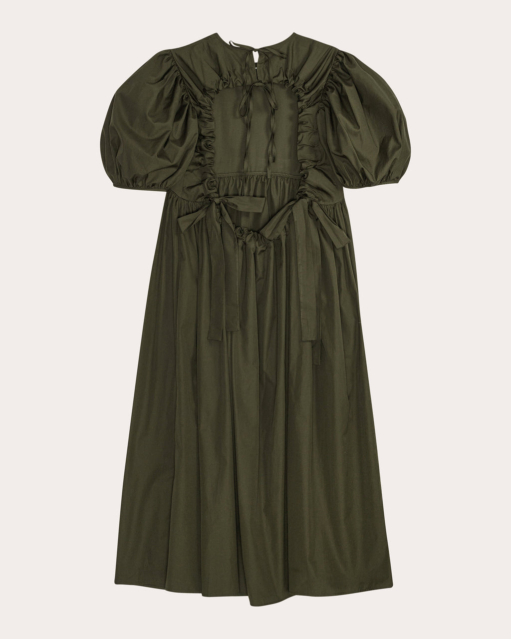 Ailey Cotton Puff-Sleeve Midi Dress