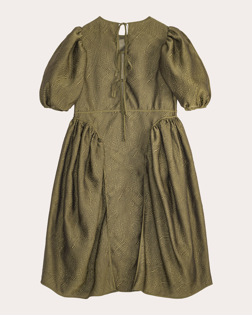 Fonda Matelassé Puff-Sleeve Dress