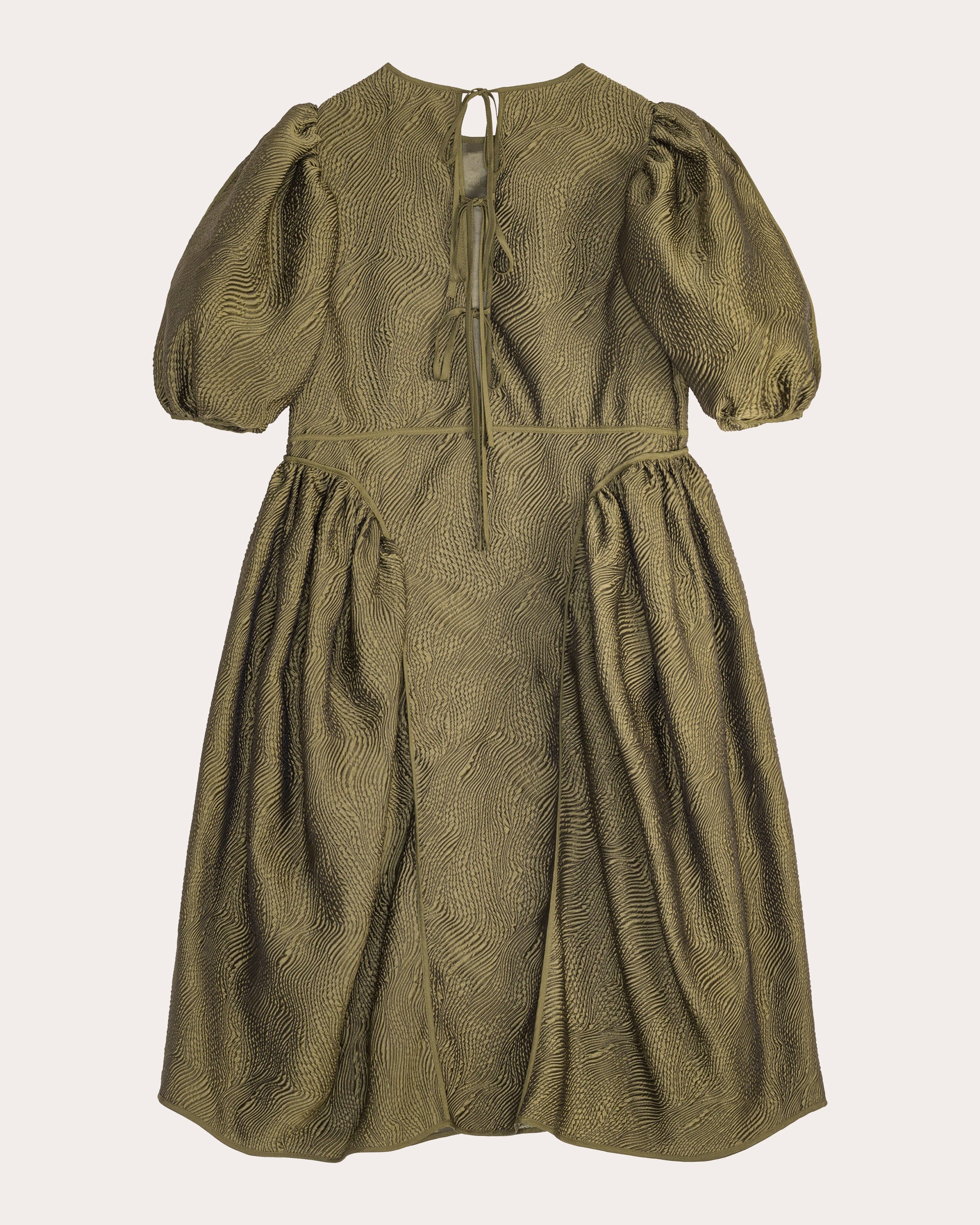 Fonda Matelassé Puff-Sleeve Dress
