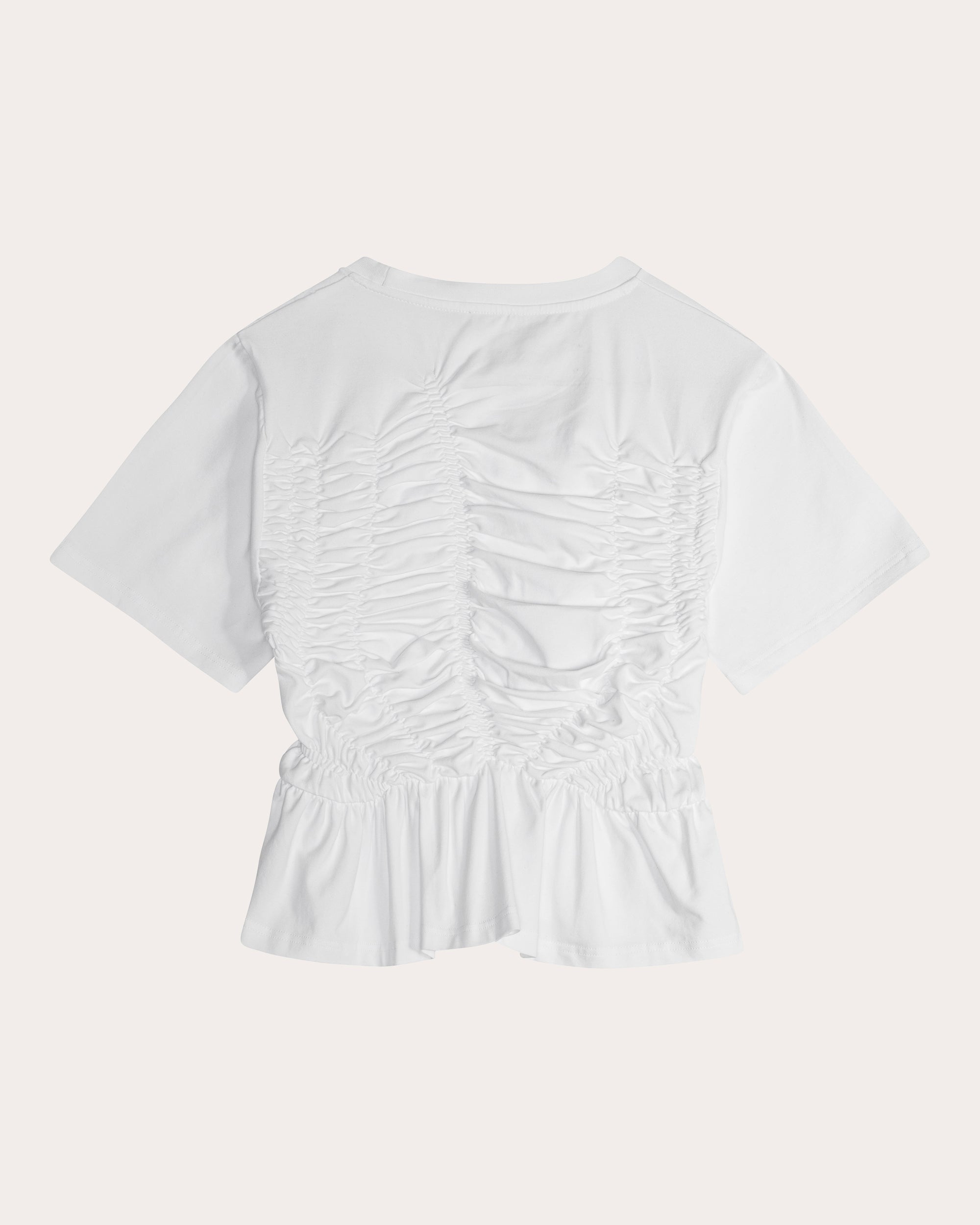 Ace Cotton Jersey Shirred Ruffle Peplum Top