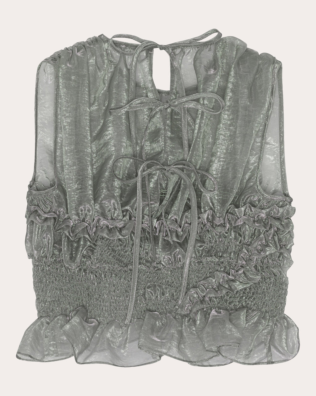 Uphi Sheer Liquid Myrtia Shirred Top