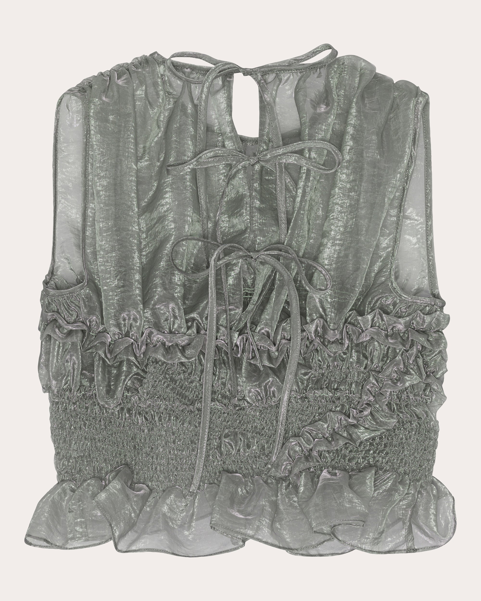 Uphi Sheer Liquid Myrtia Shirred Top