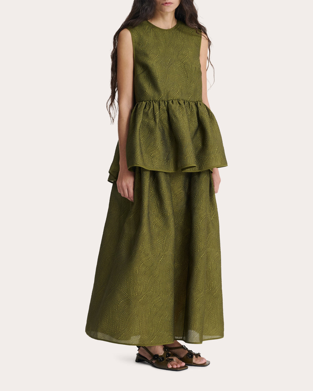 Ea Matelassé Gathered Peplum Top