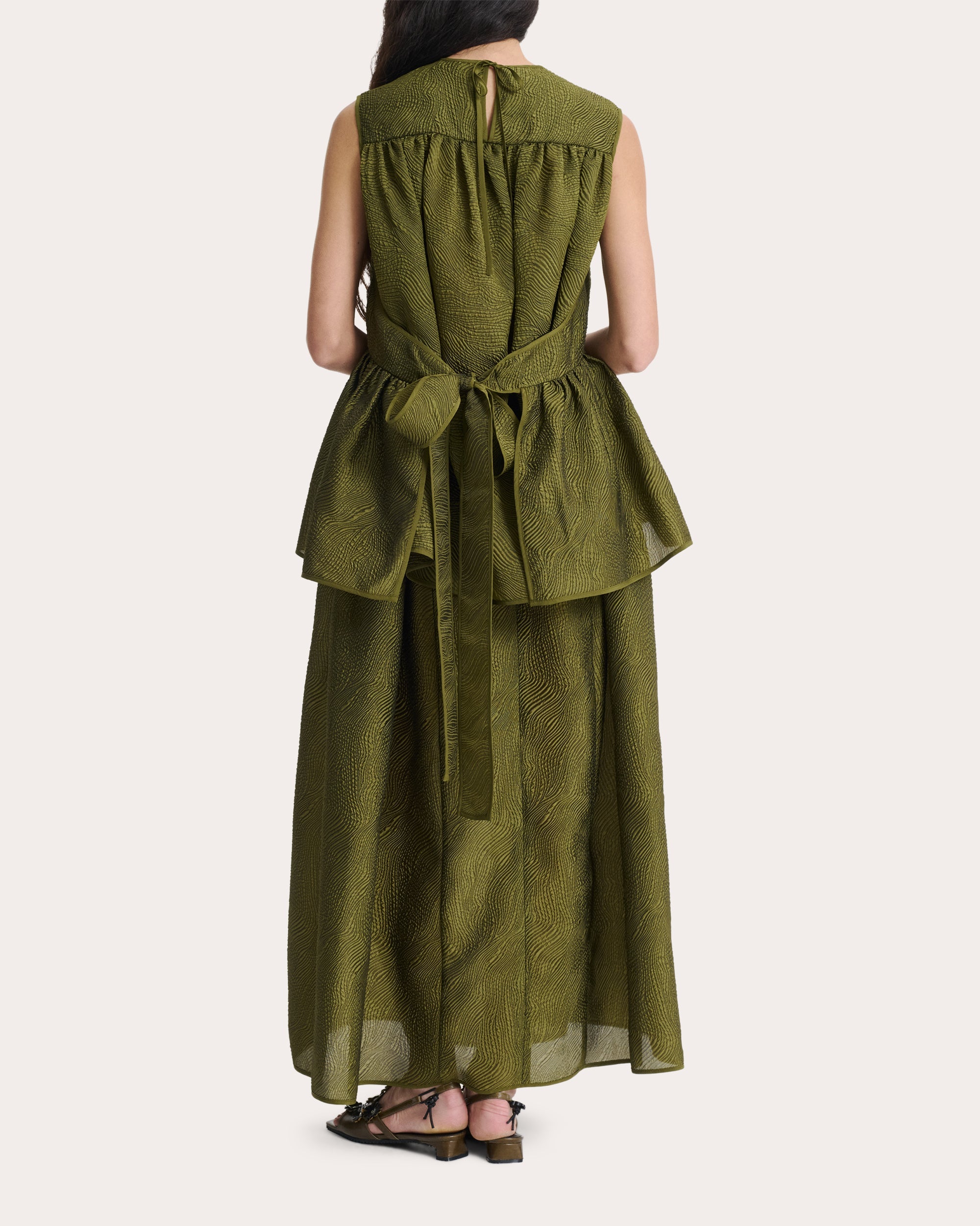 Ea Matelassé Gathered Peplum Top