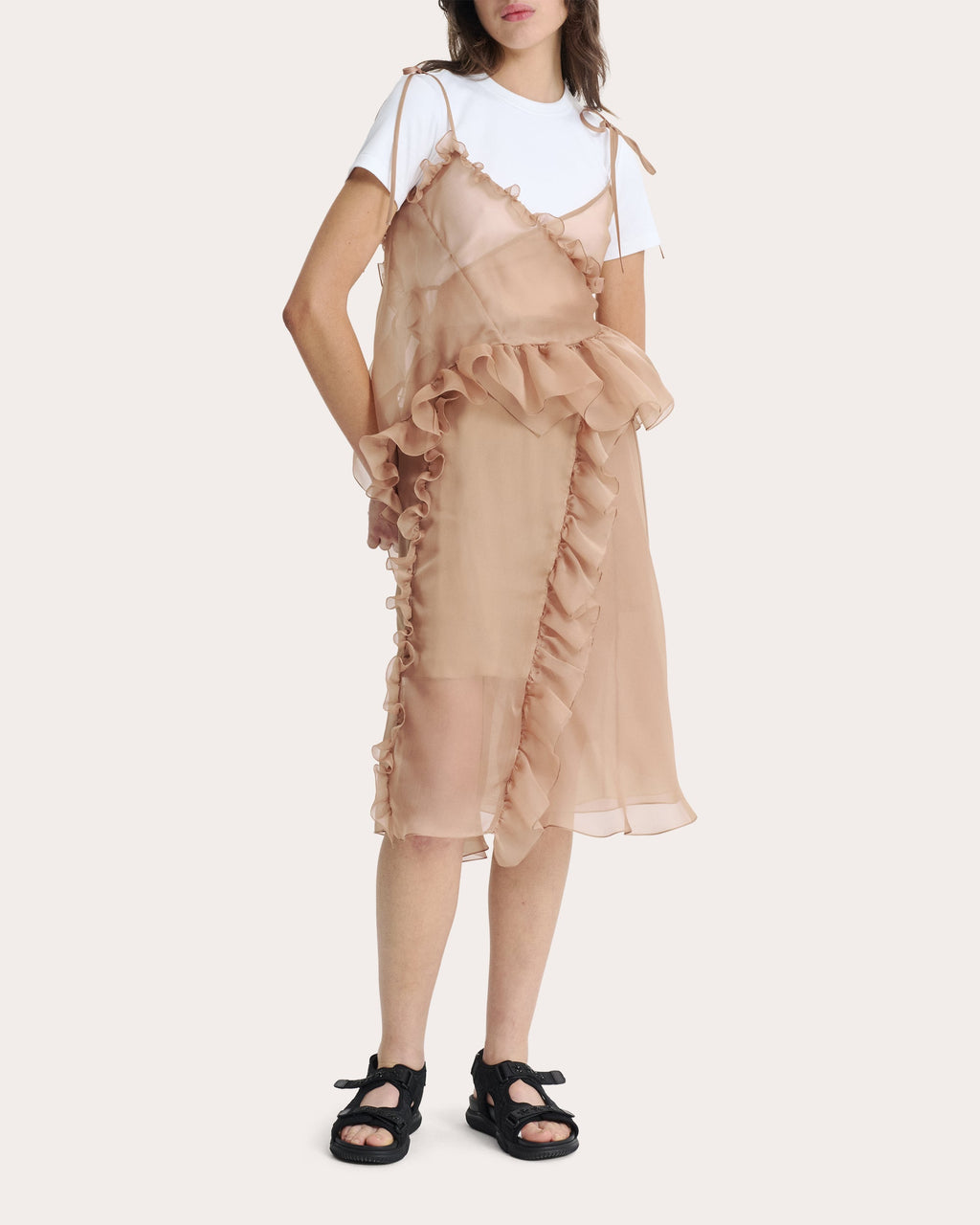 Alessandra Sheer Silk Organza Ruffled Peplum Top
