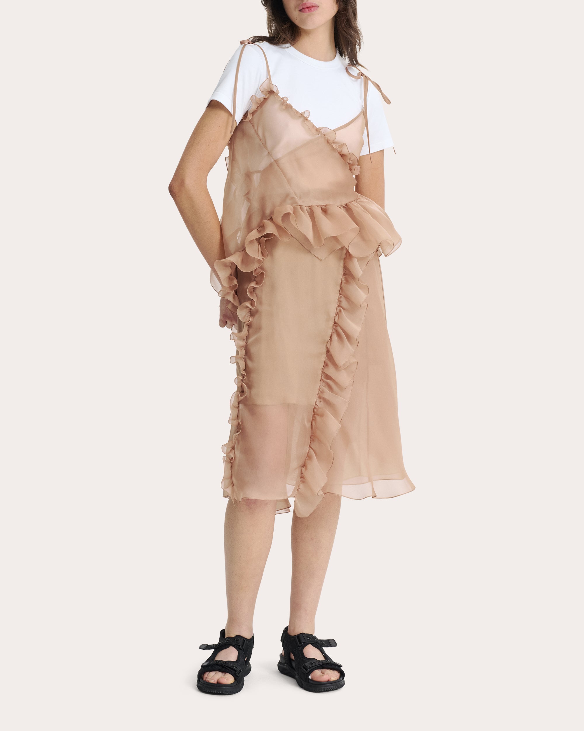 Alessandra Sheer Silk Organza Ruffled Peplum Top