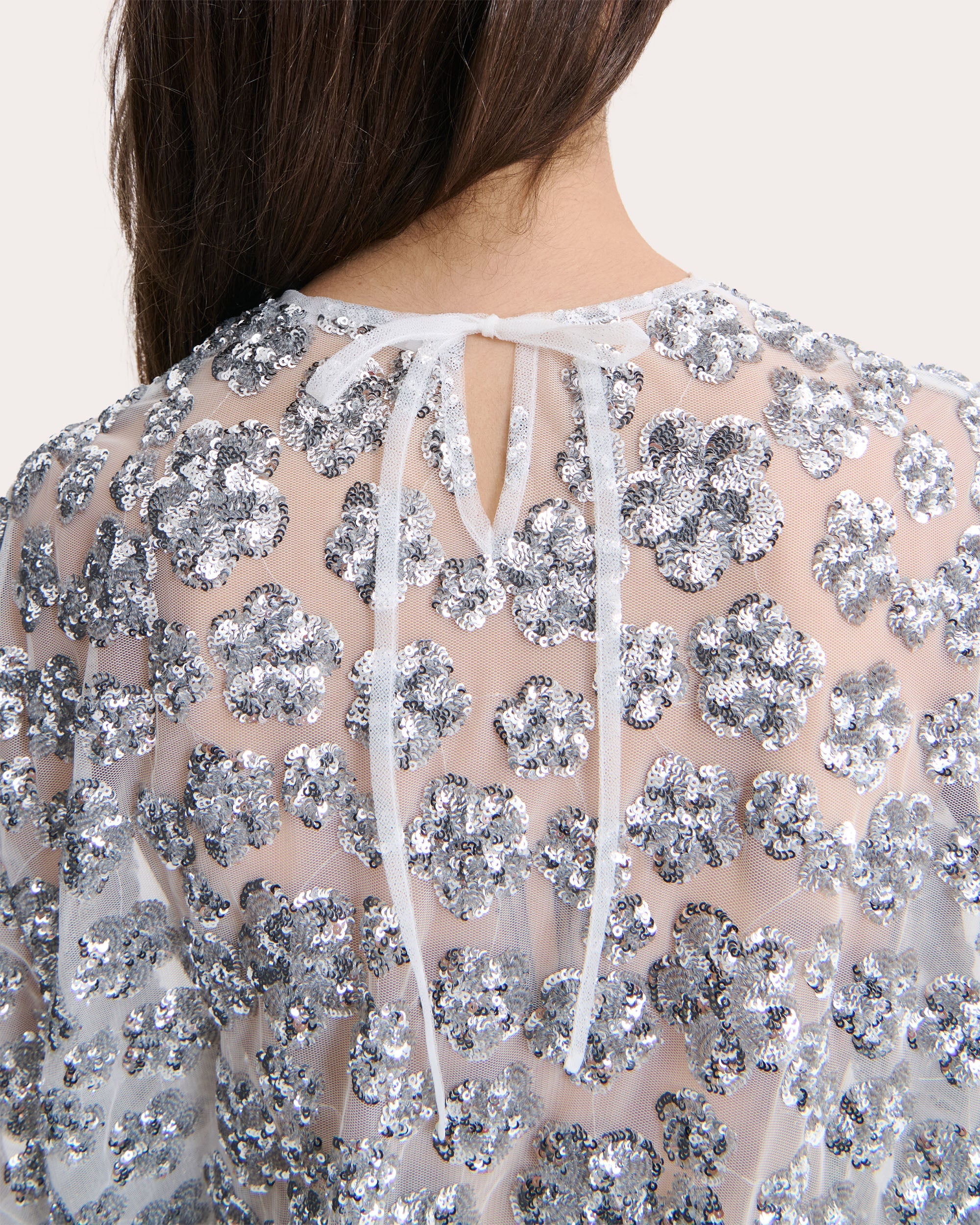 Asra Sheer Floral Sequin Oversized T-Shirt