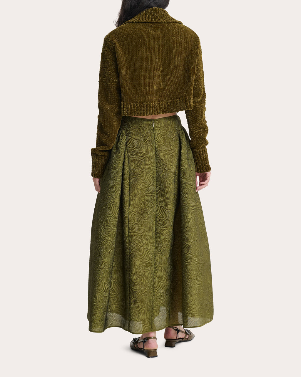 Fabiola Matelassé Gathered Maxi Skirt