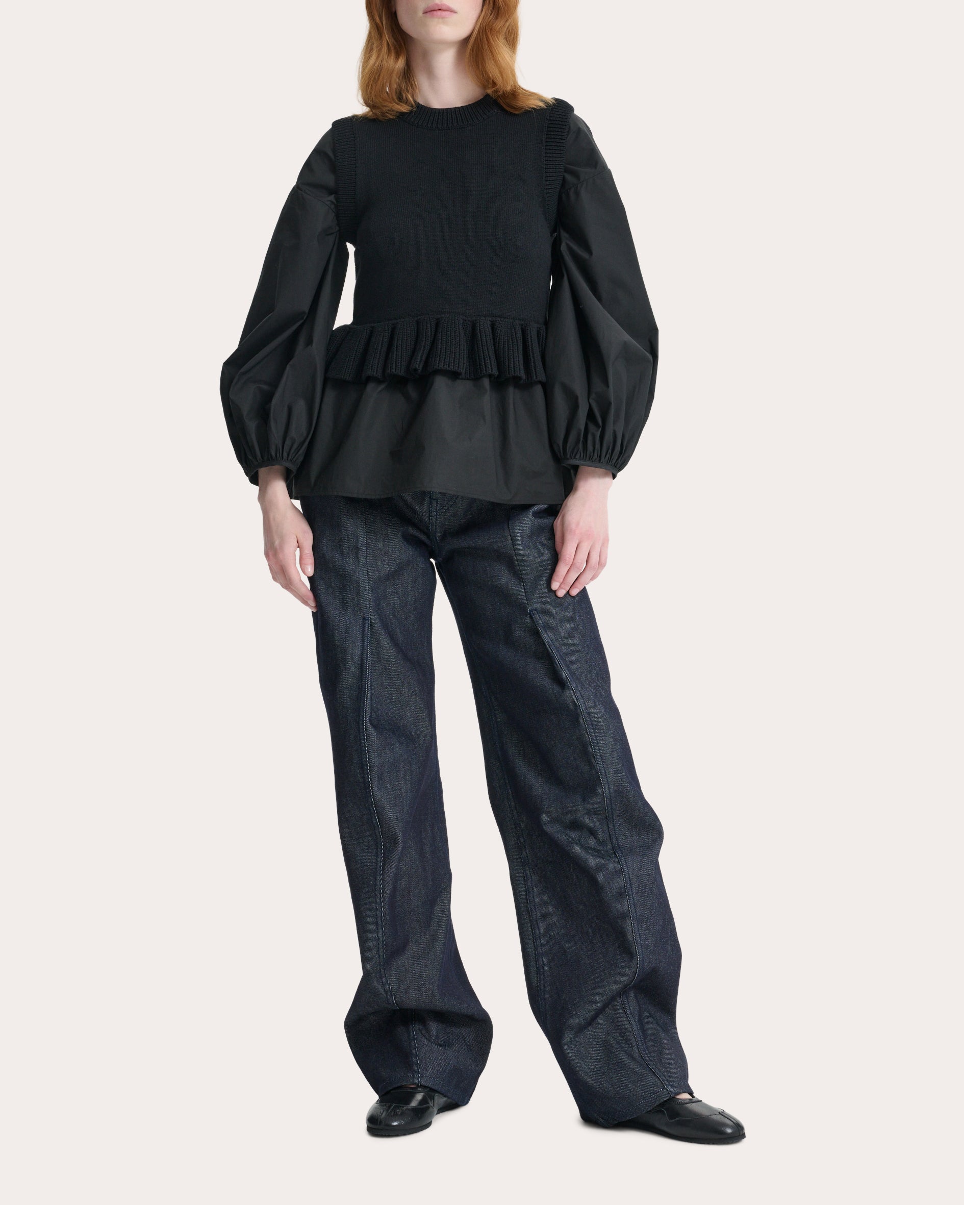 Billie Knit Cotton Silk Peplum Vest