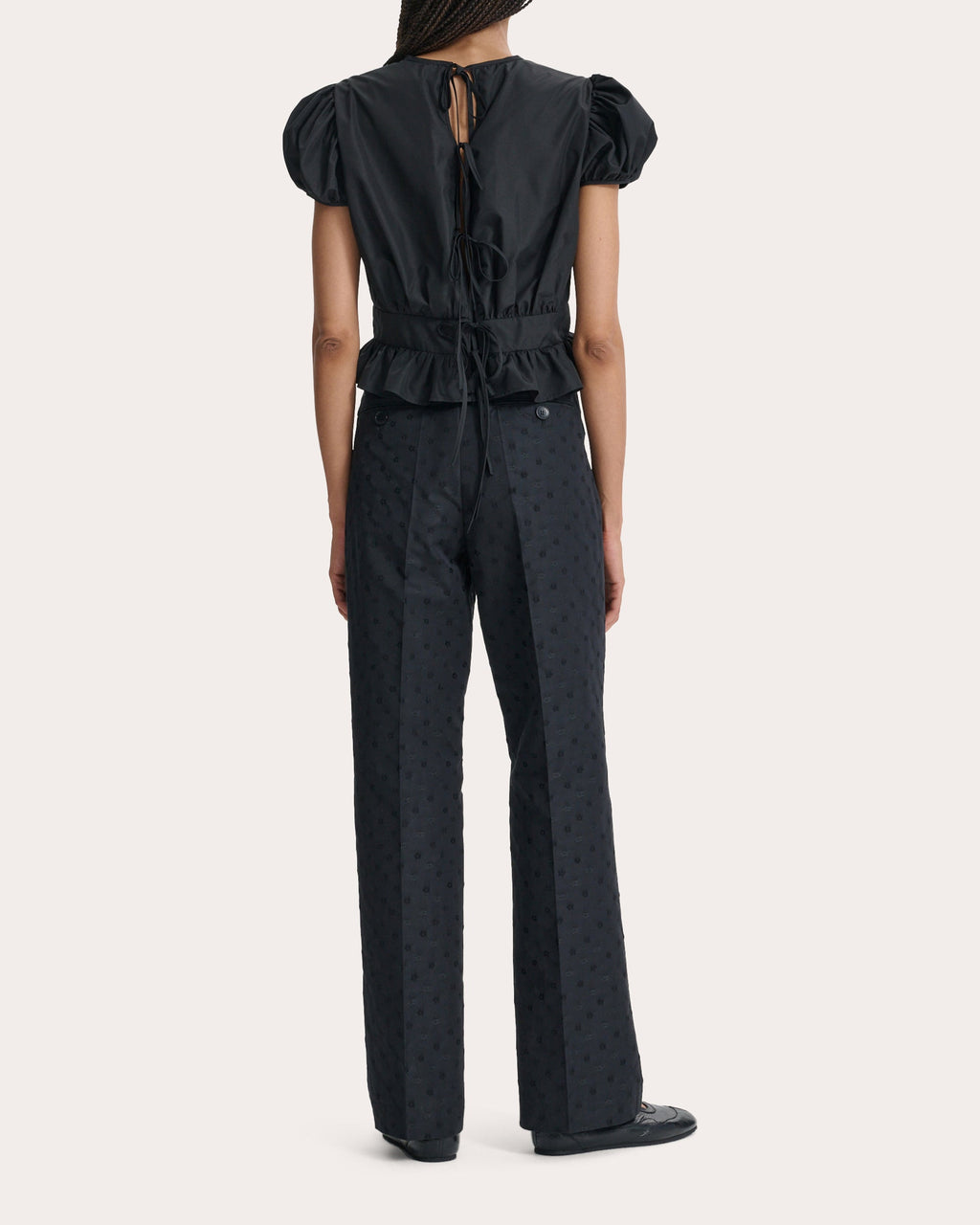 Cristobal Recycled Faille Gathered Peplum Top
