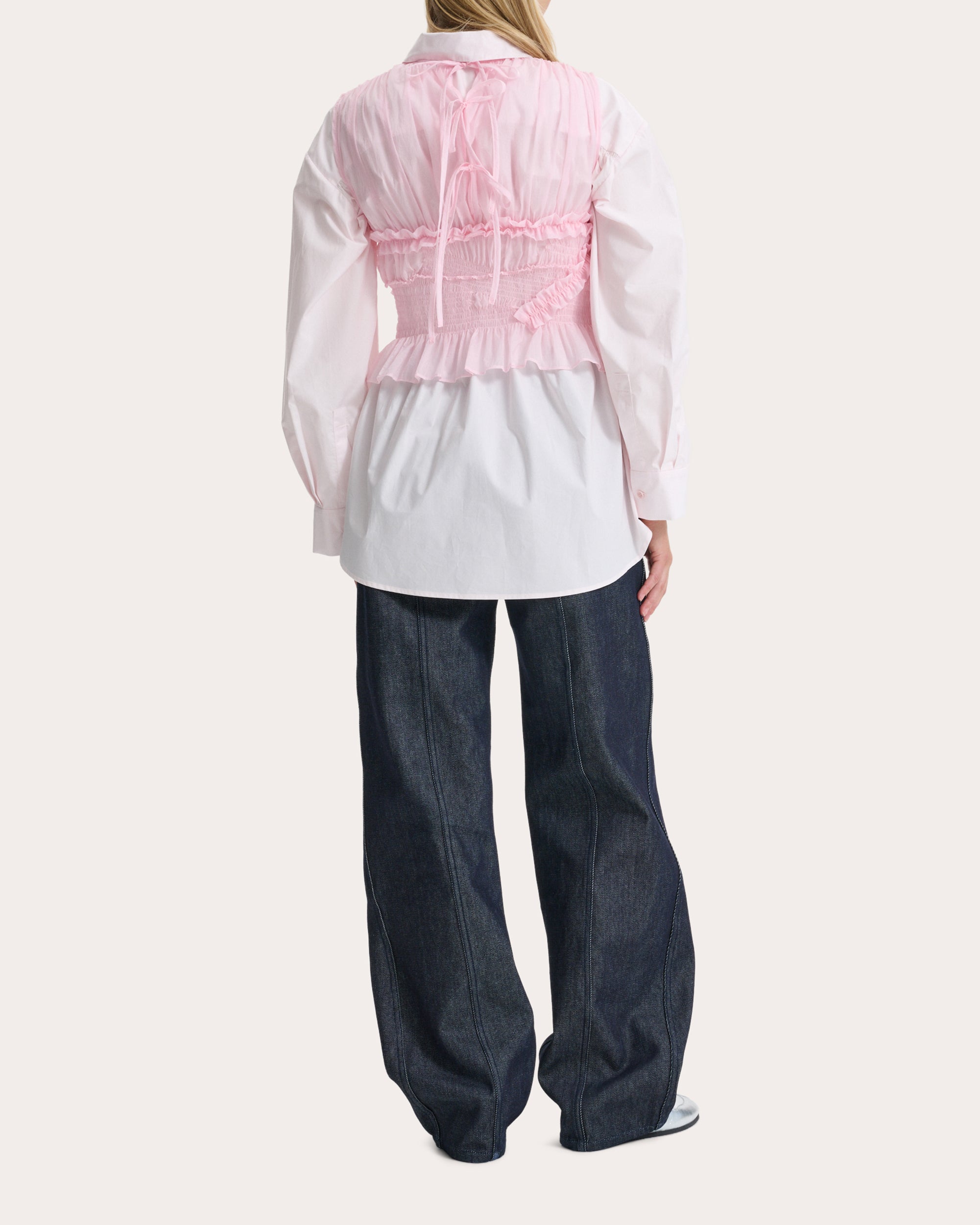 Uphi Sheer Ripstop Shirred Top