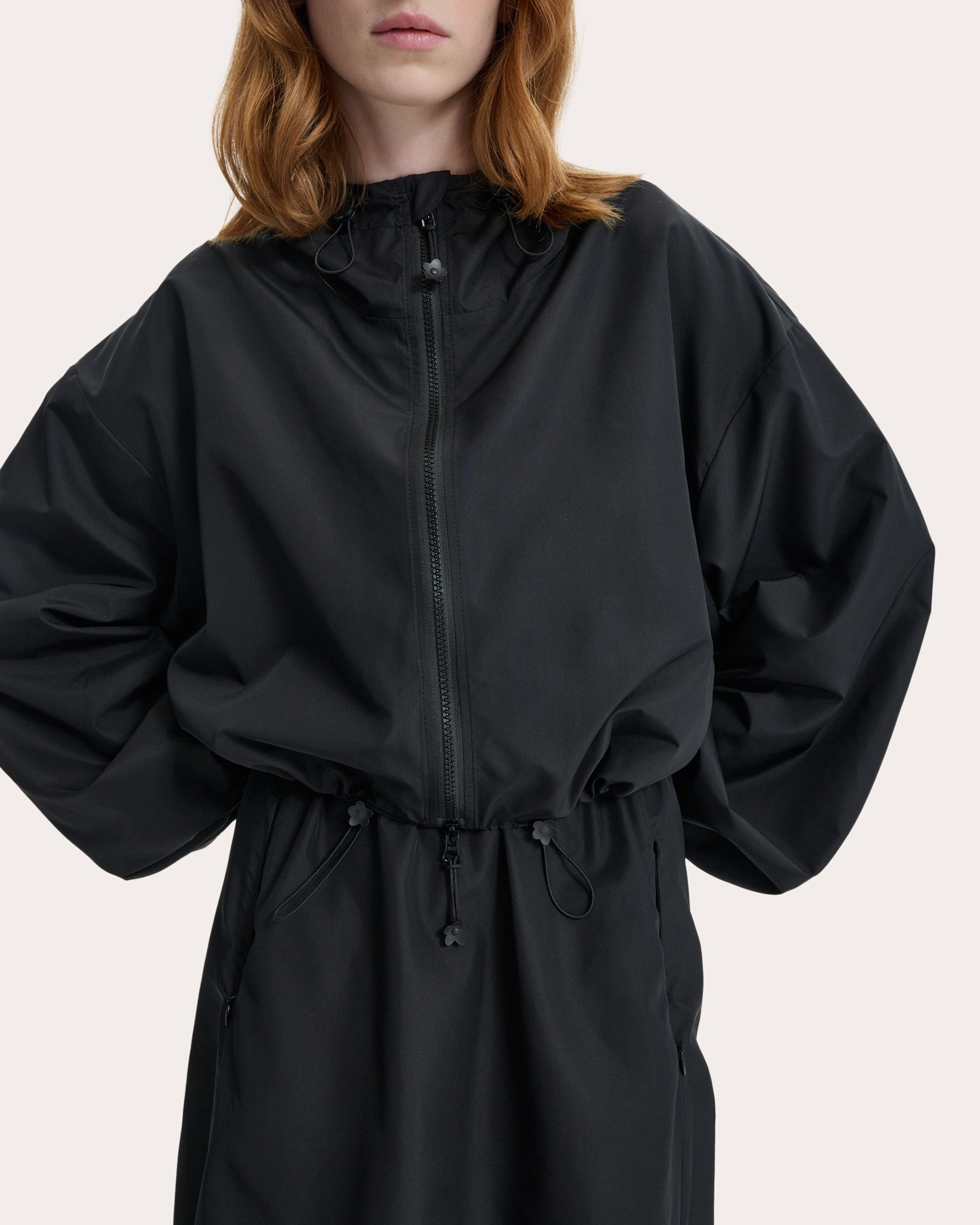 Aisha Recycled Faille Hooded Blouson Jacket