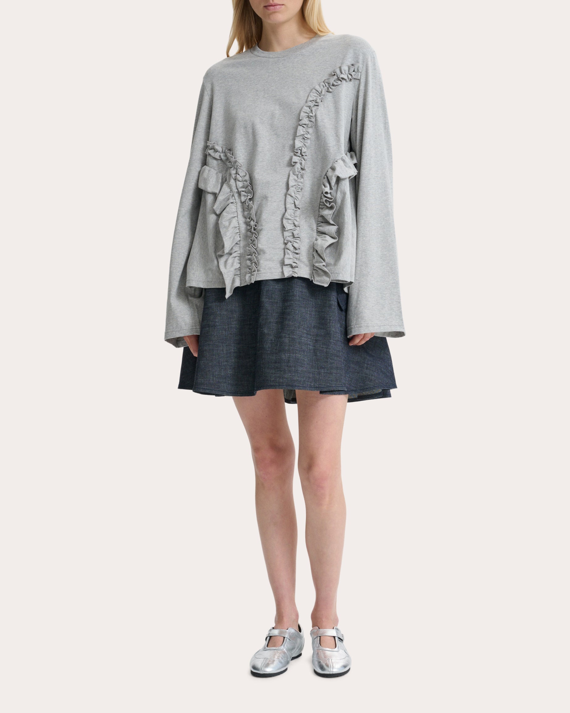 Alva Jersey Ruffle Long-Sleeve T-Shirt