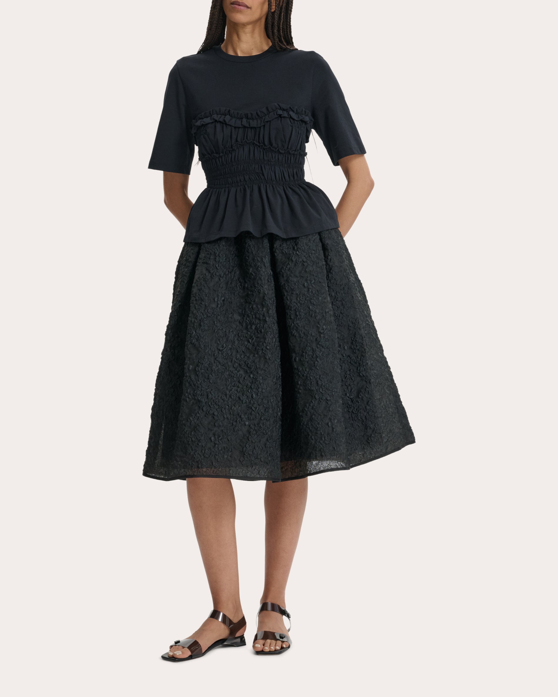 Vilde Jersey Shirred Peplum T-Shirt