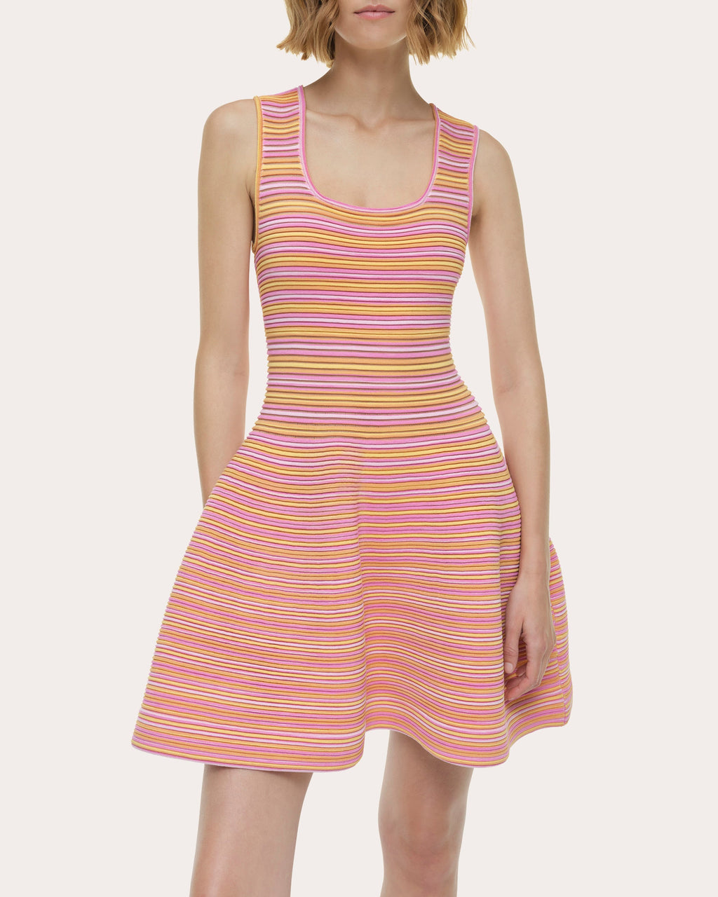 Cally Stripe Knit Fit & Flare Mini Dress
