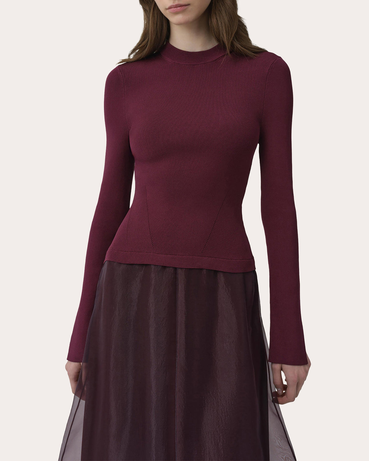 Maril Knit Organza Combo Midi Dress