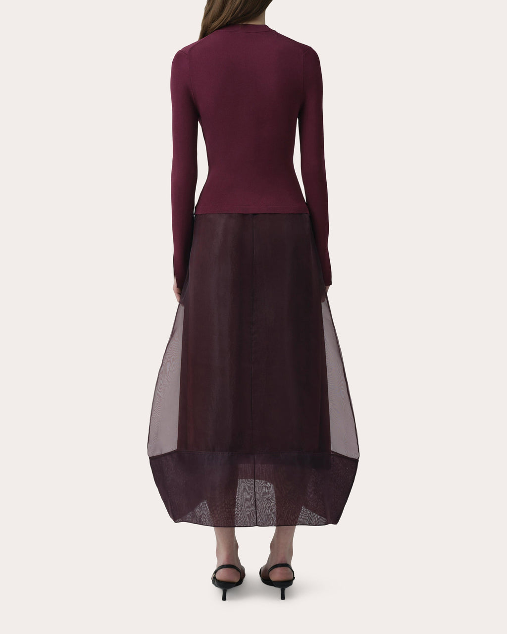 Maril Knit Organza Combo Midi Dress