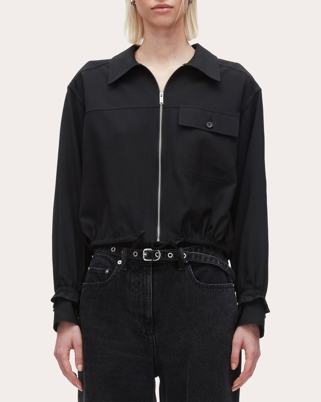 Fluid Cinched Shirt Jacket