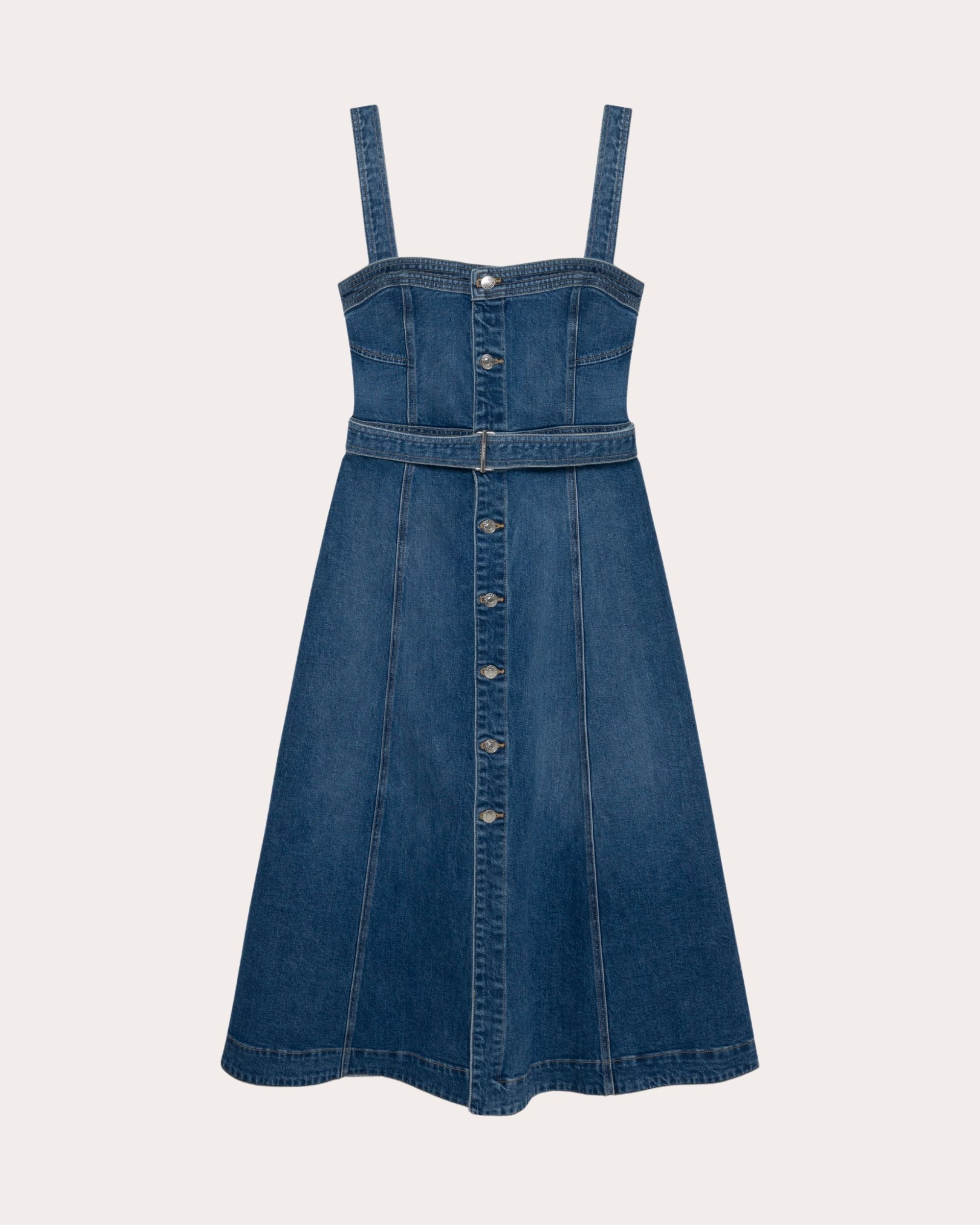 Alba Denim Bustier Midi Dress