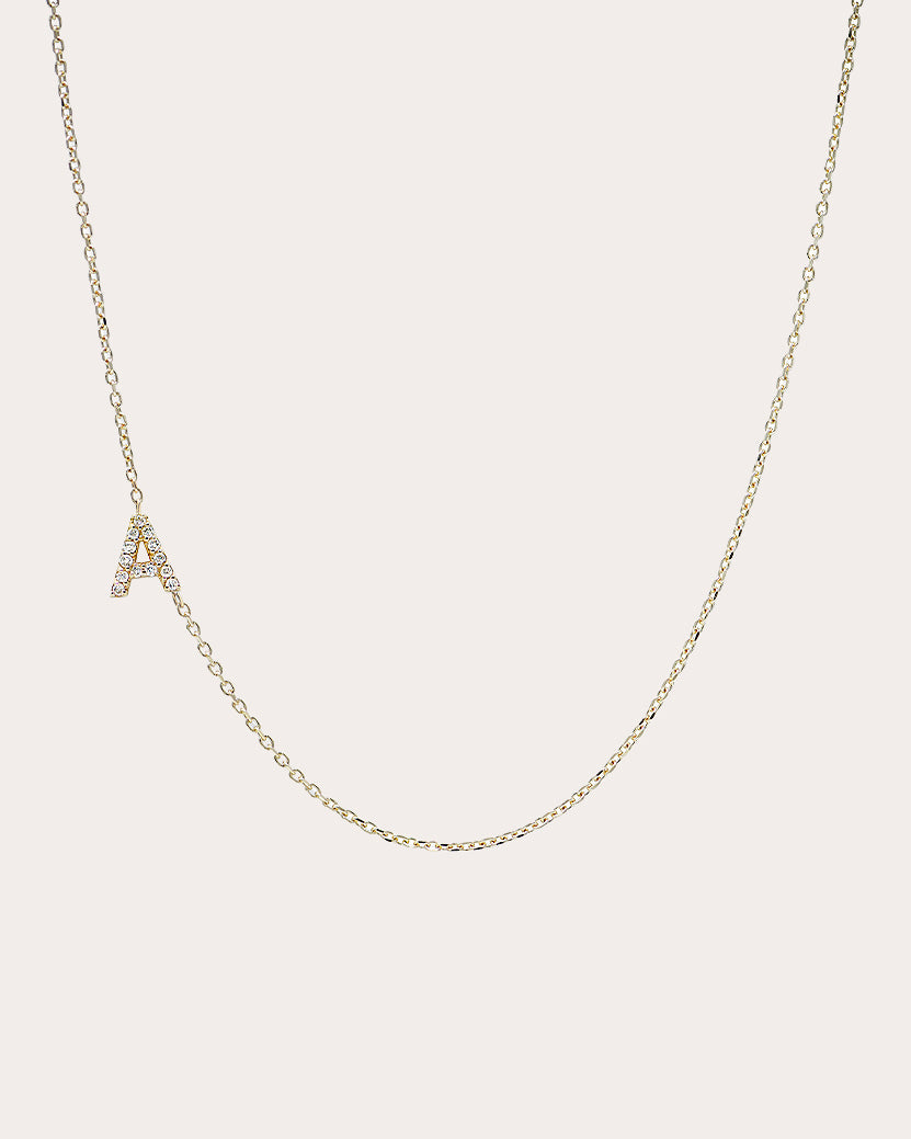 Diamond Love Letter A Pavé Necklace