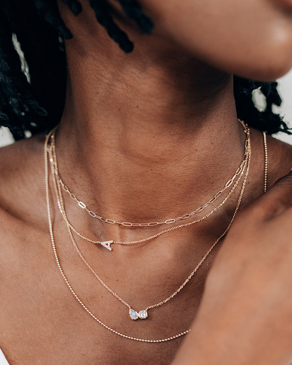 Diamond Love Letter A Pavé Necklace