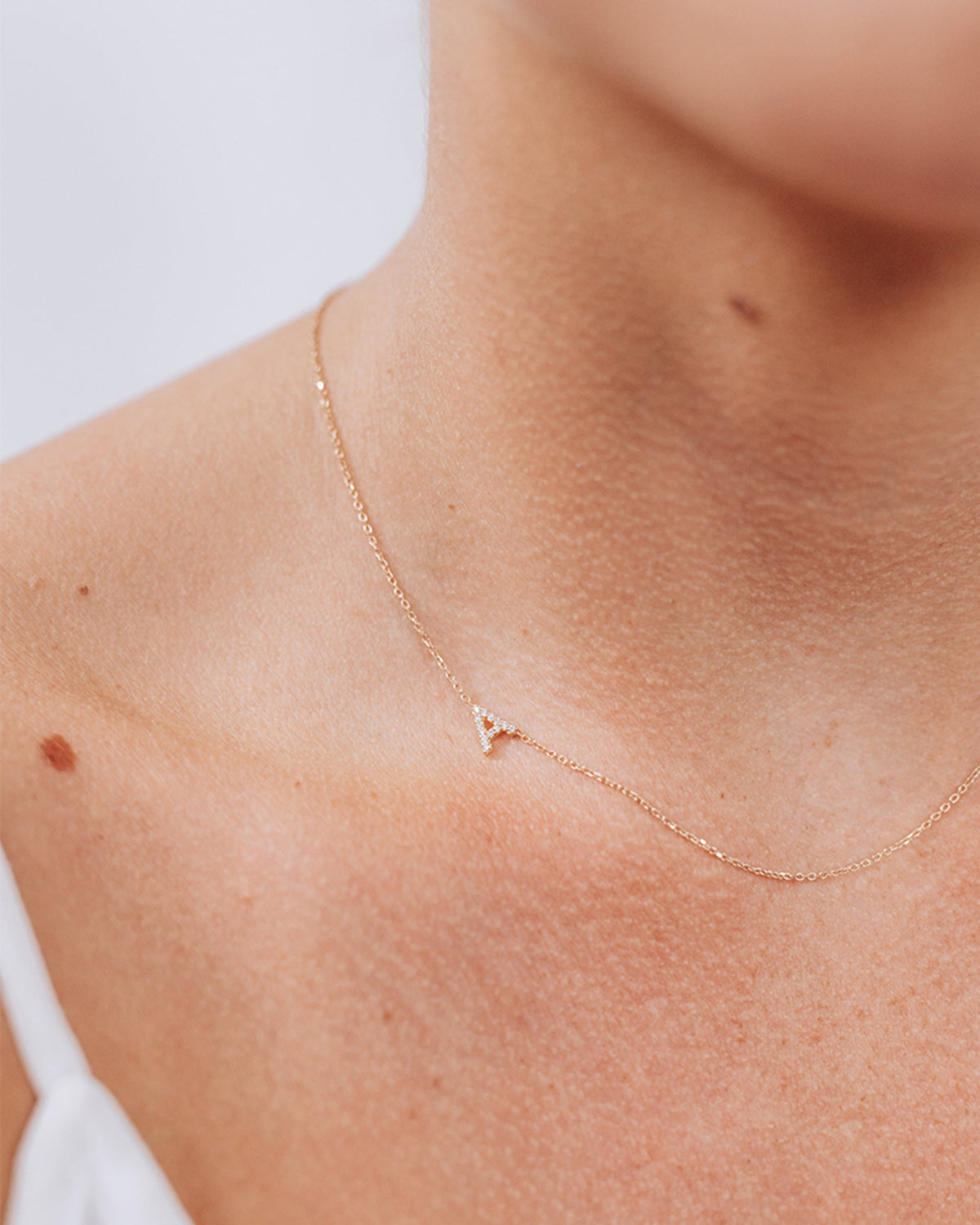Diamond Love Letter A Pavé Necklace