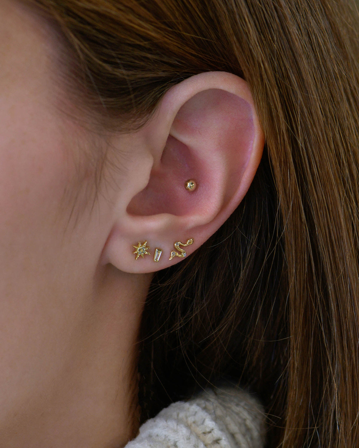 Diamond Aztec Micro North Star Stud Earring