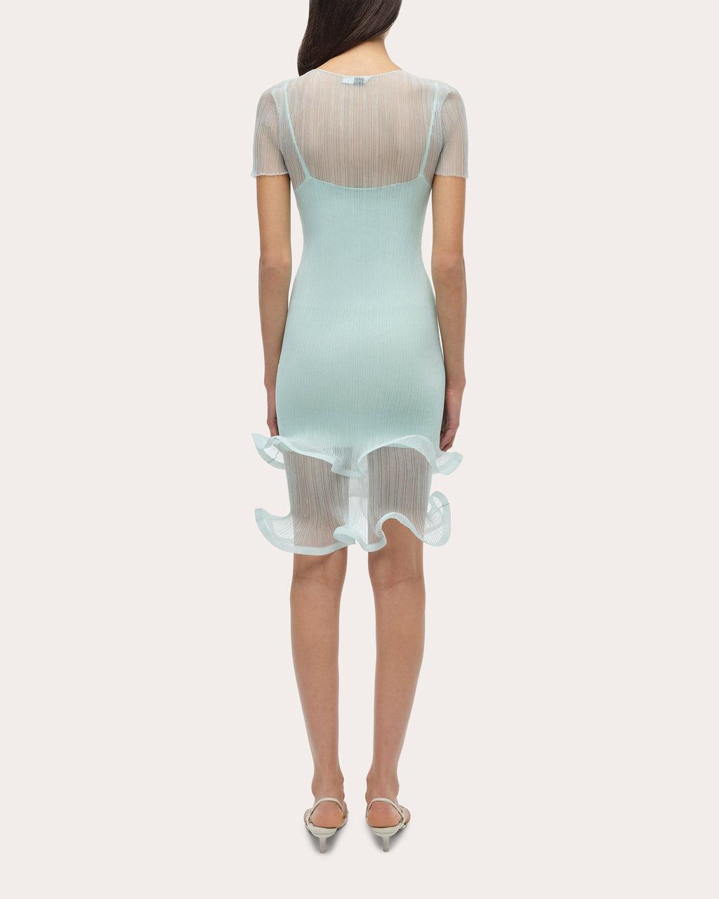 Jett Sheer Plissé Ruffle Mini Dress