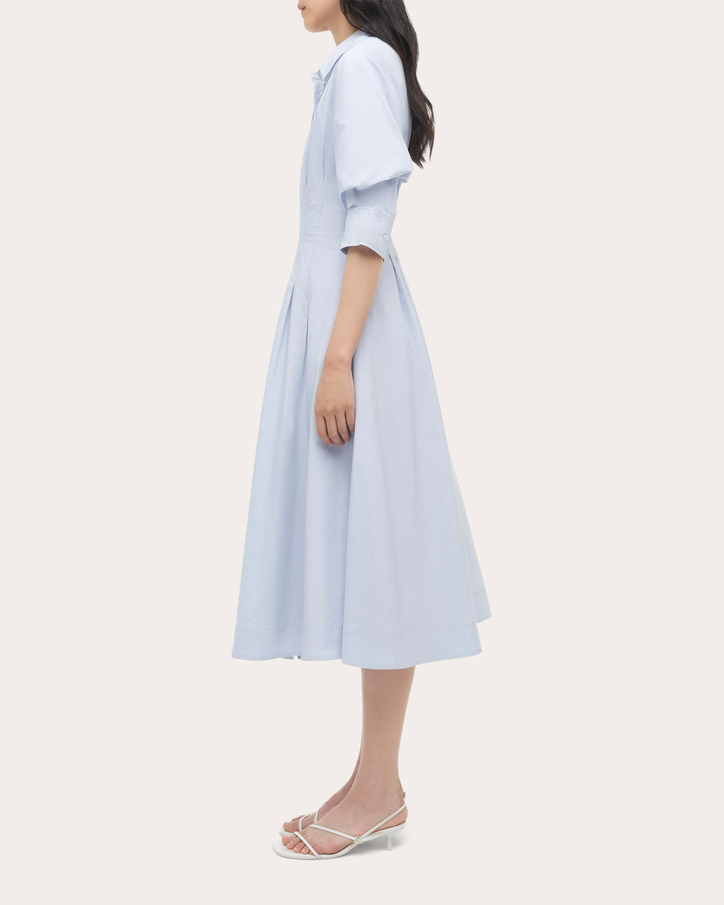 Jazz Pleated Poplin Midi Shirt Dress