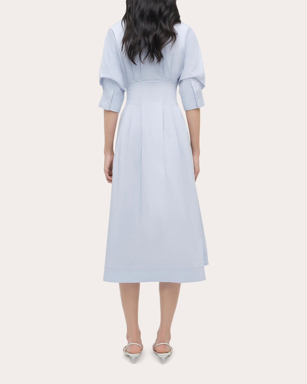 Jazz Pleated Poplin Midi Shirt Dress