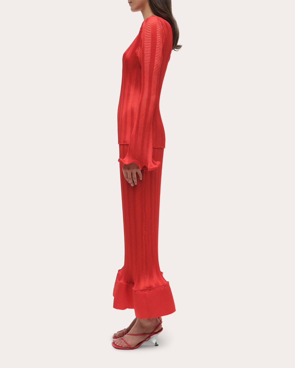 Hollis Textured Stripe Flared Midi Skirt
