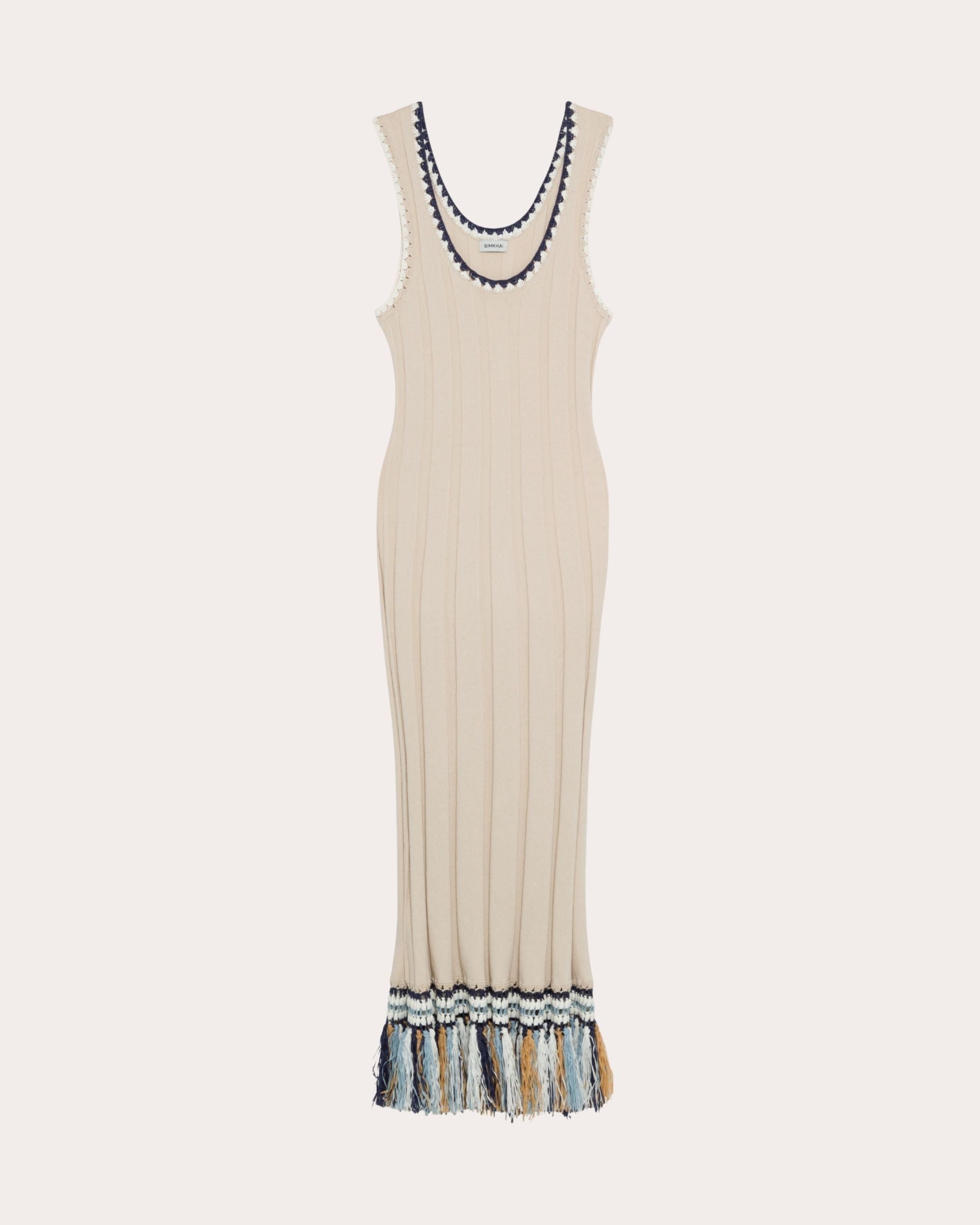 Julianna Ribbed Crochet Fringe Tank Dress