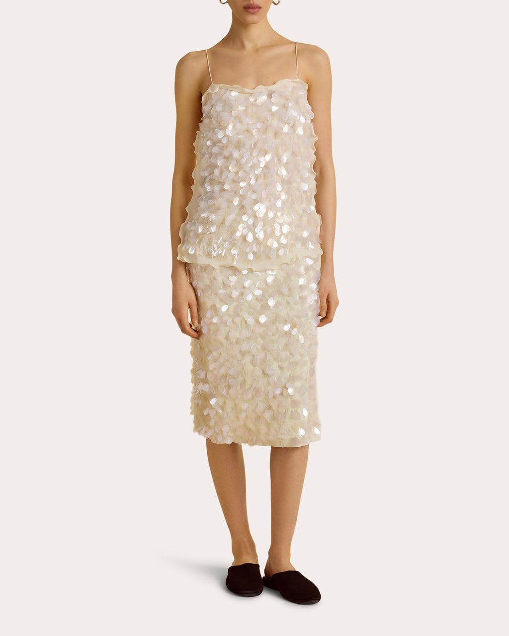 Sequin Paillette Silk Crepe de Chine Camisole