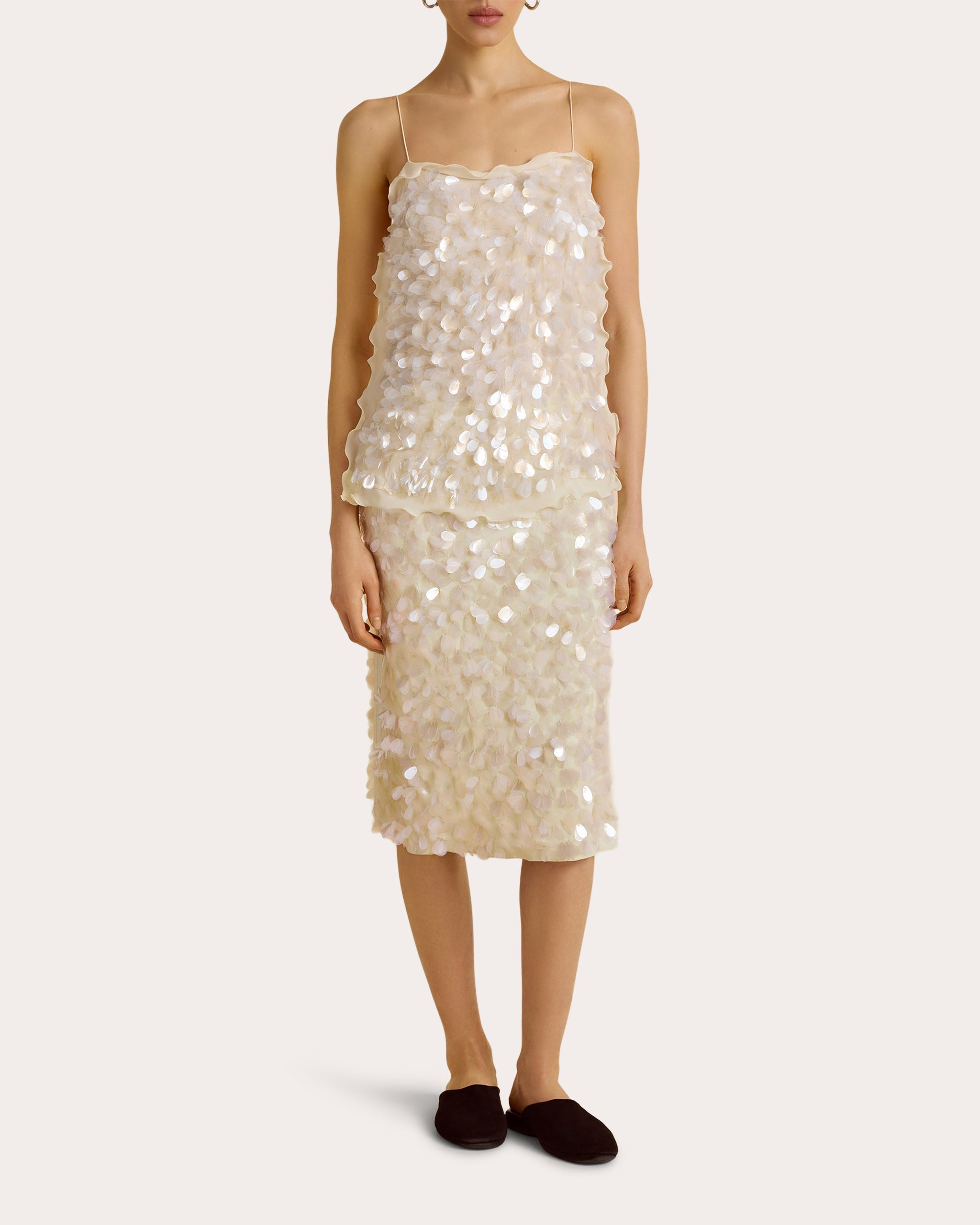 Sequin Paillette Silk Crepe de Chine Camisole
