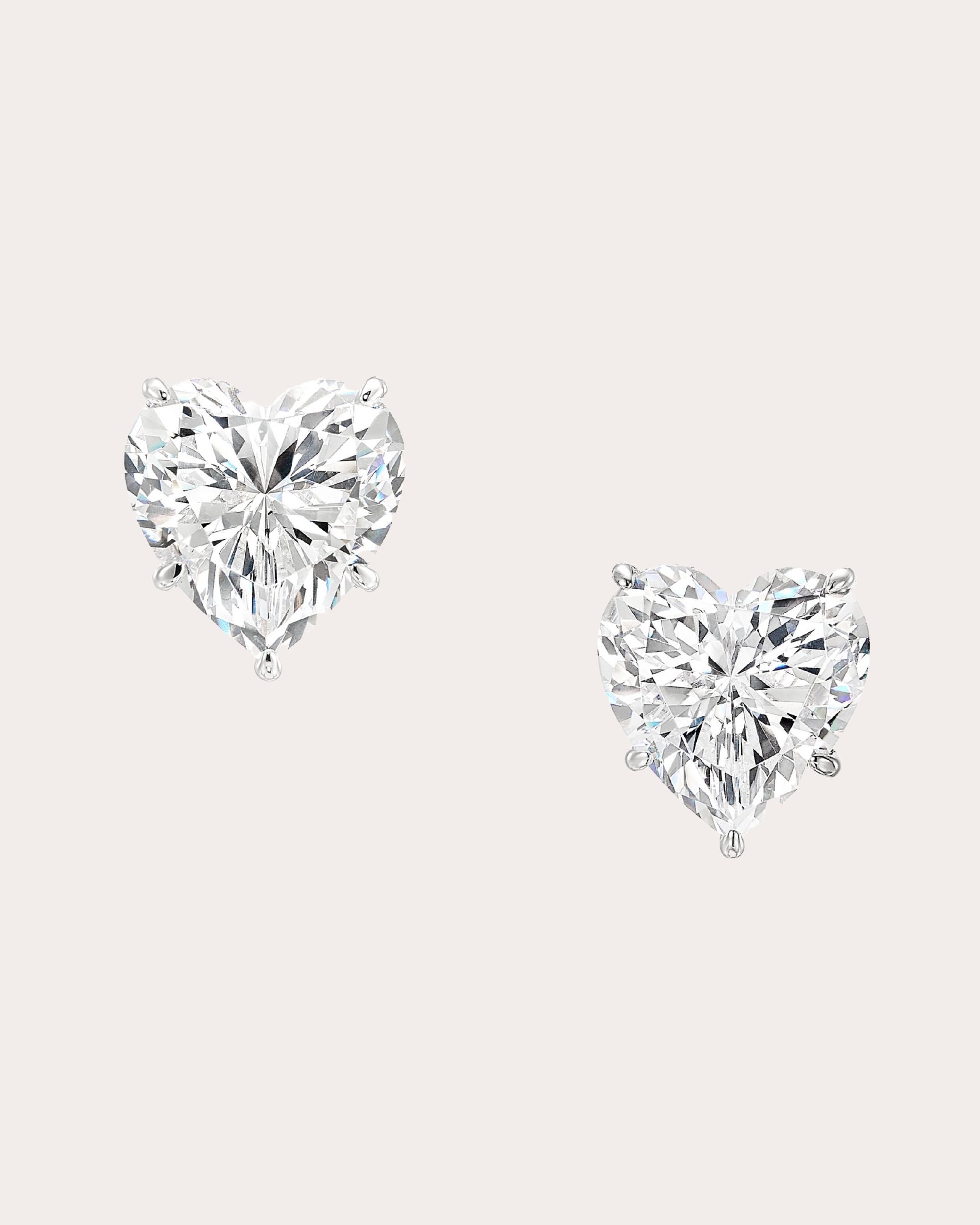 Diamond Heart Stud Earrings