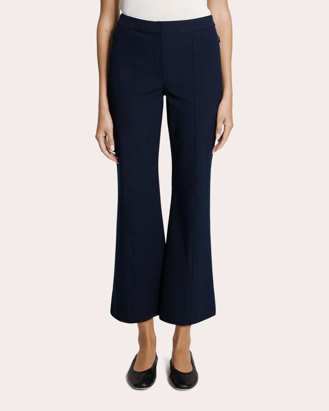 Stretch Cotton Seamed Crop Kick Pants