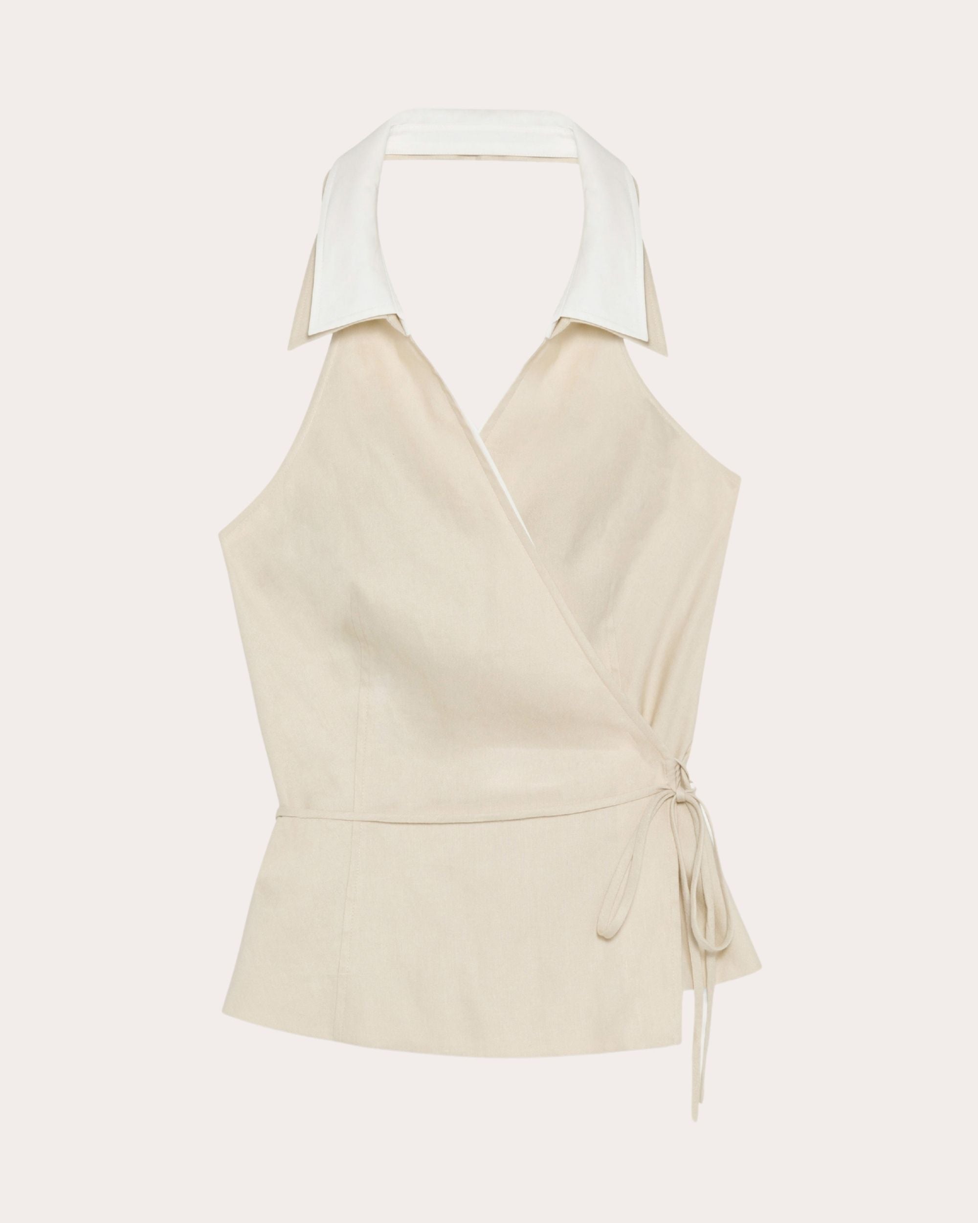 Campbell Collared Halter Wrap Shirt