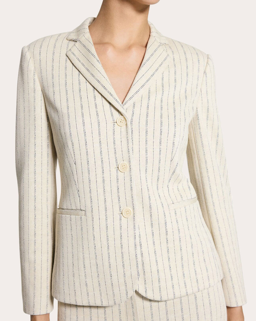 Stripe Shrunken Single-Breasted Blazer