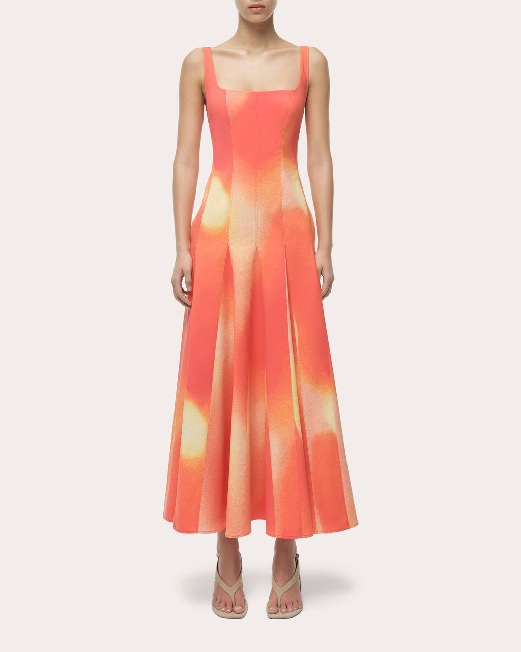 Lara Abstract Pleated Fit & Flare Midi Dress