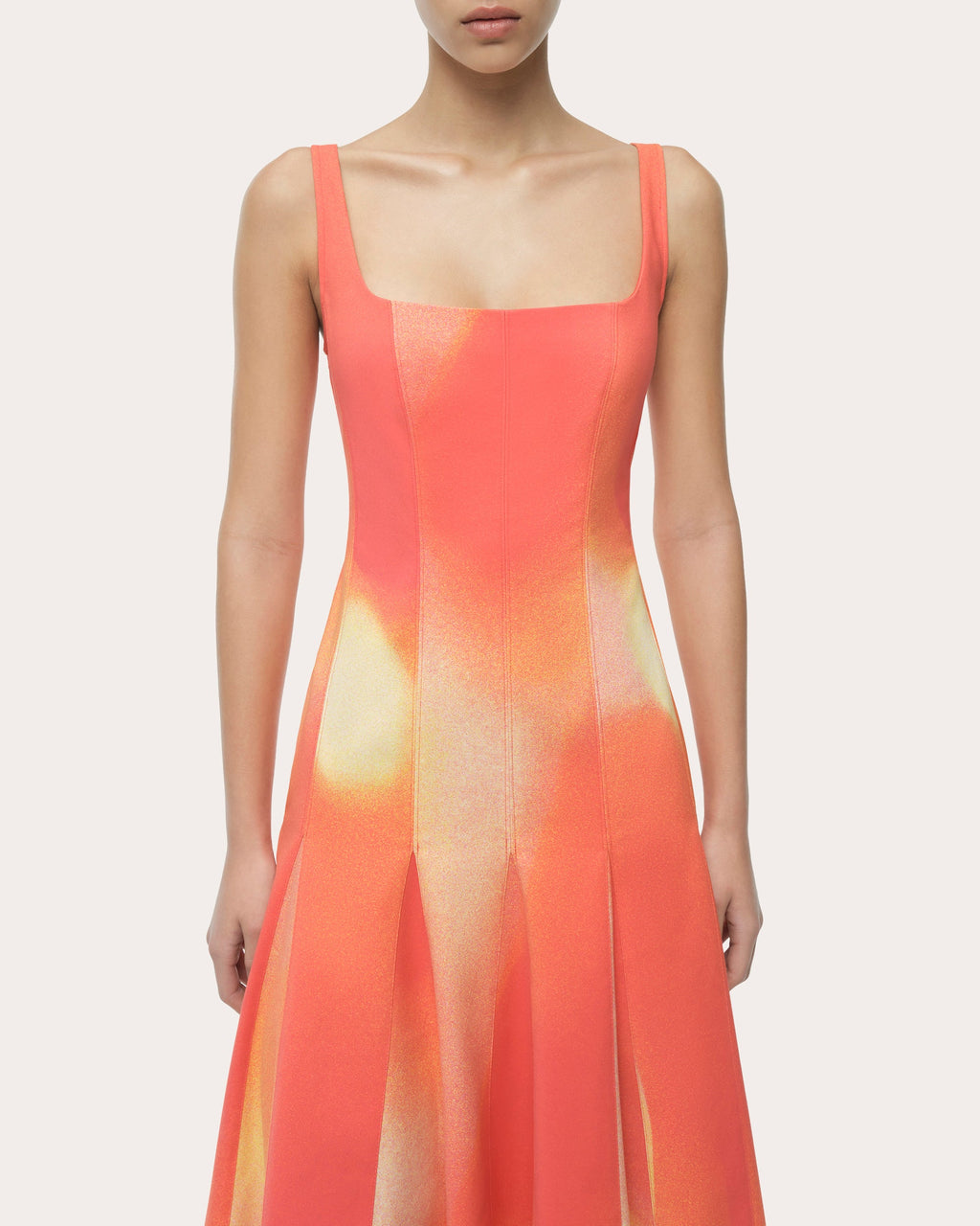 Lara Abstract Pleated Fit & Flare Midi Dress