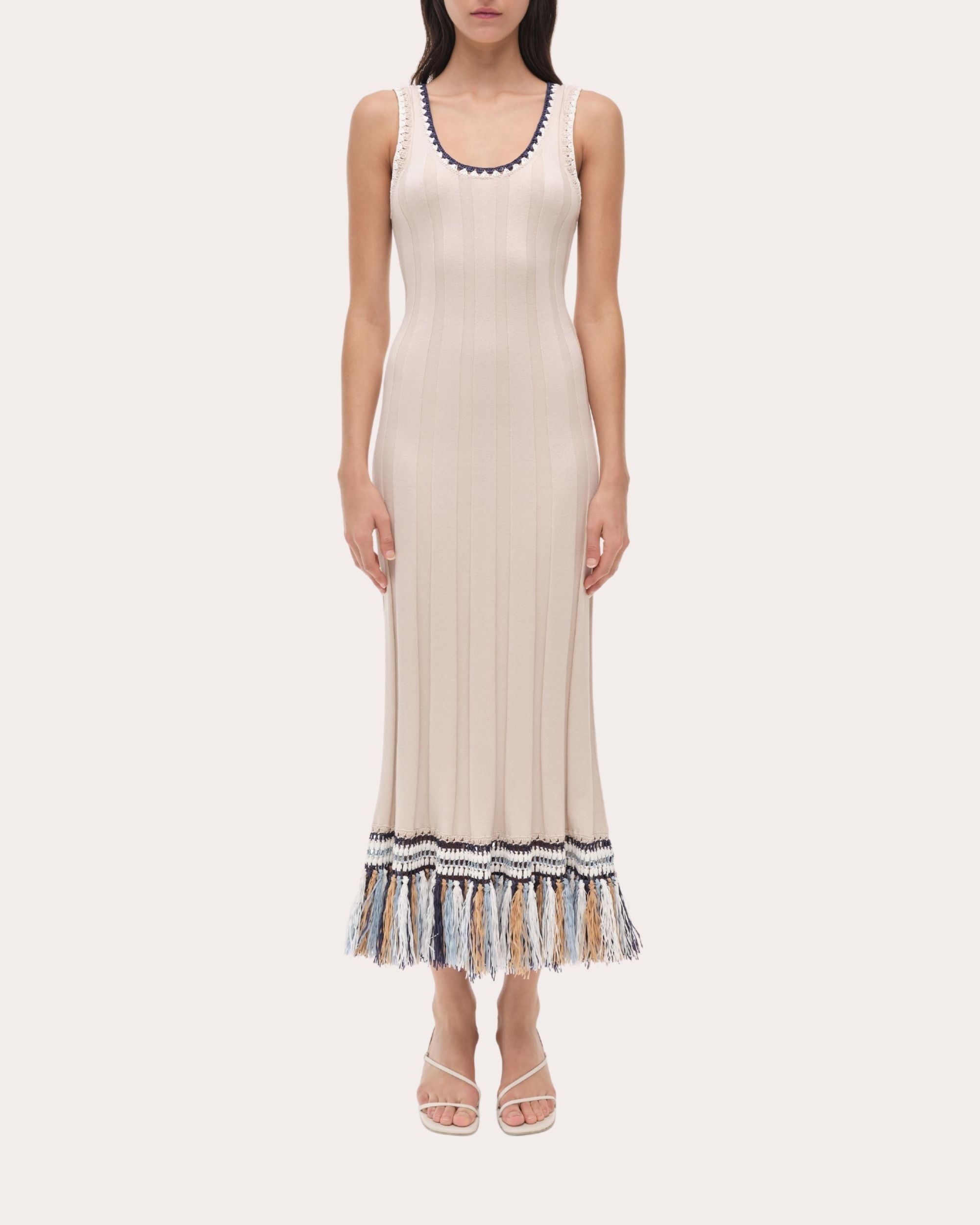 Julianna Ribbed Crochet Fringe Tank Dress