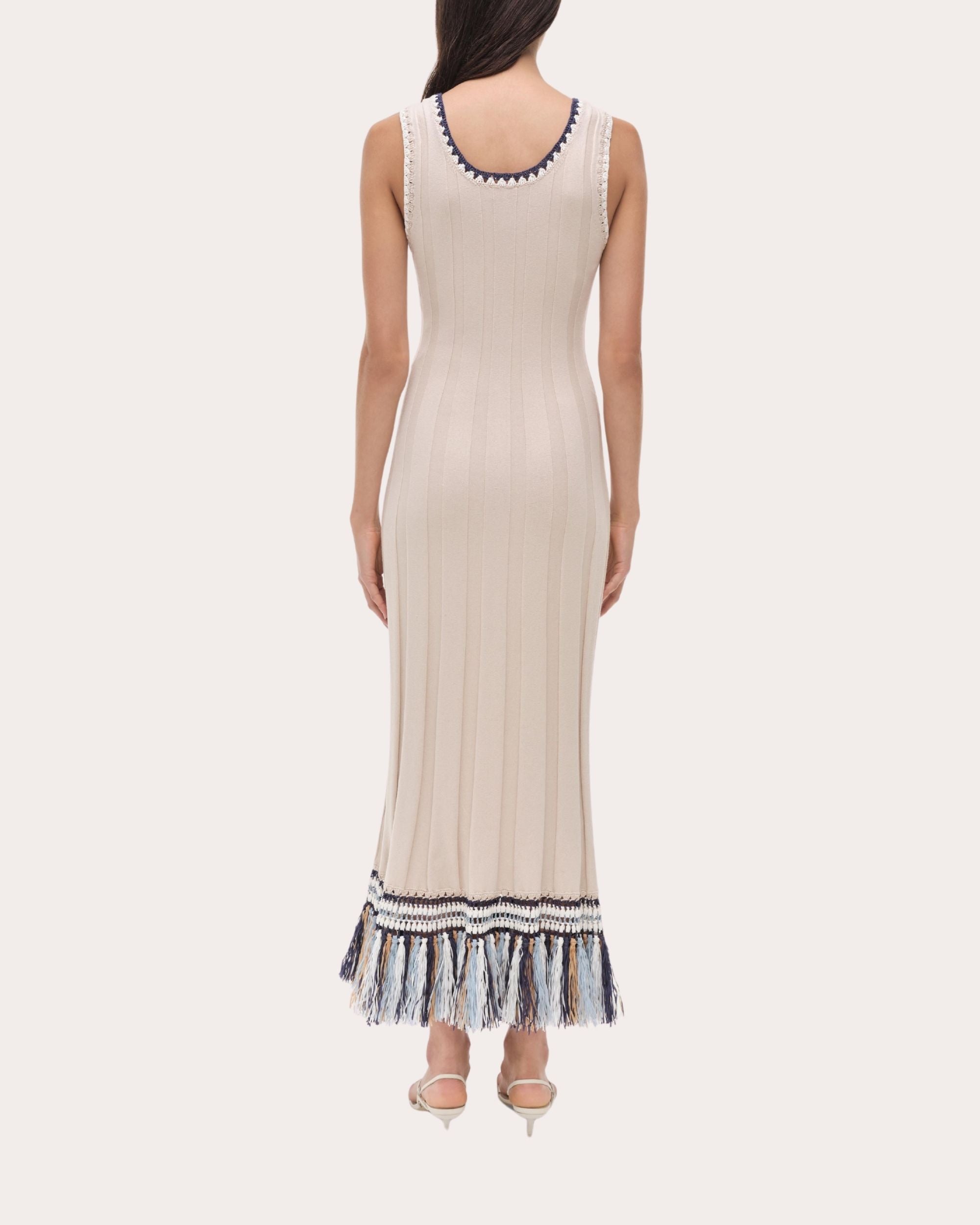 Julianna Ribbed Crochet Fringe Tank Dress