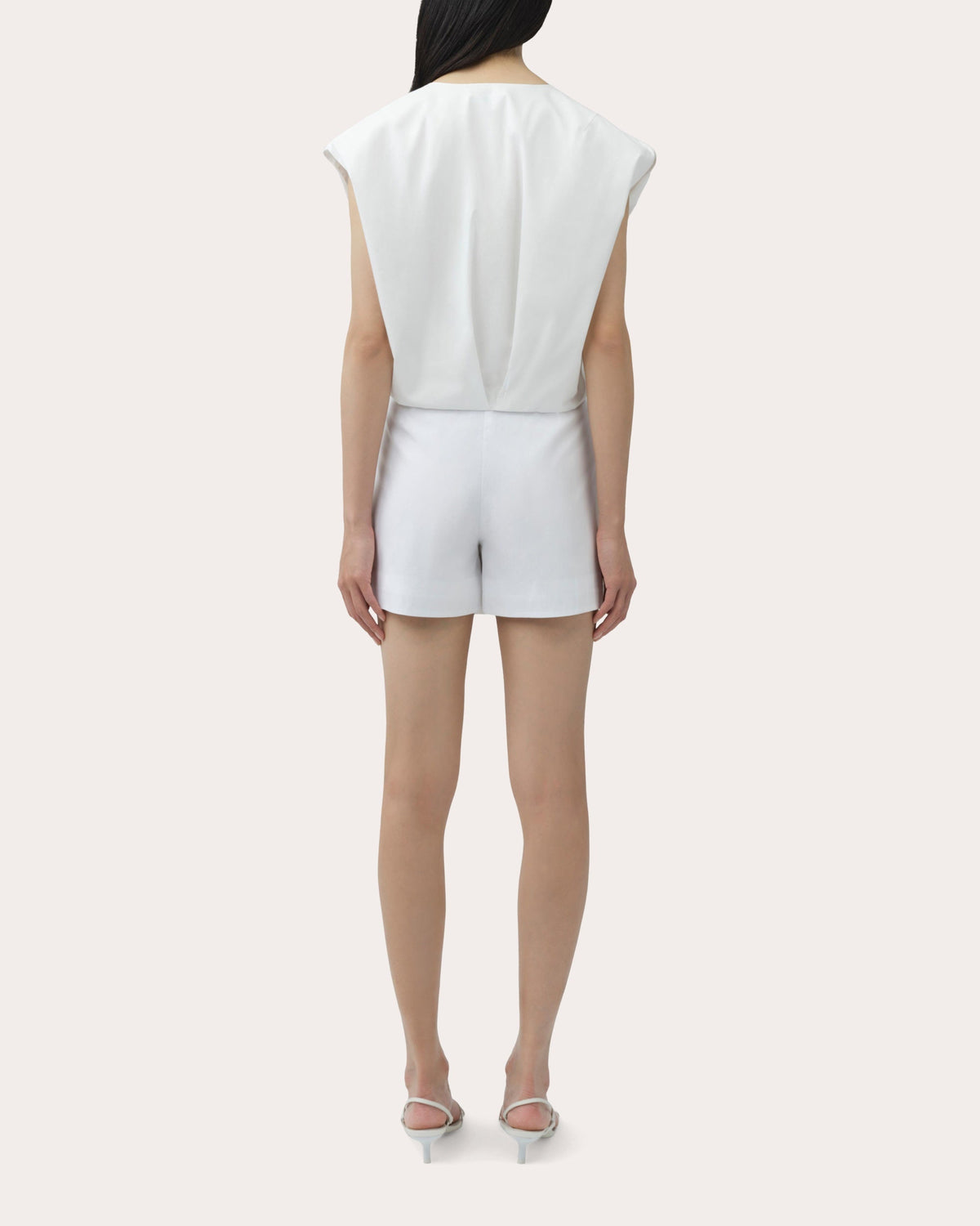 Wrenli Pleated Cotton Poplin Crop Top