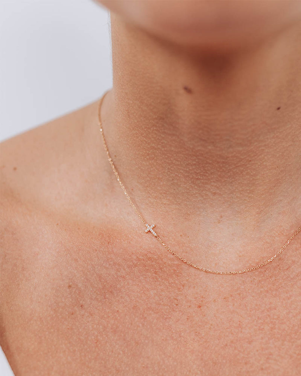 Diamond Pavé Love Letter Cross Necklace